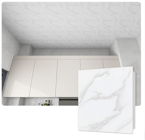 YJEUZCD Léger Carreaux De Plafond, Aluminium Intérieur Décoratif Feuille, Cuisine Salle De Bain Revêtement Panneaux, Commercial Bureau Lavable Revêtement Panneaux(Gray-C,10pcs-30x30cm)