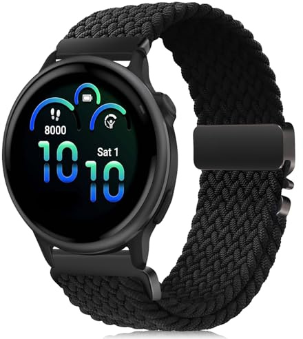 RUIMAYA Smartwatch Armband Kompatibel mit Garmin Venu 3 45mm/Venu 2 45mm, Geflochtenes Uhrenarmband 22mm für Forerunner 255/265 46mm/Vivoactive 4 45mm, Schwarz