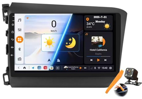Y700S, Autoradio touchscreen Android 15.0 Radio per Honda Civic 2012-2015 Navigazione GPS satellitare 9'' Touchscreen Lettore video multimediale DVD Ricevitore FM BT con Carplay 4G 5G WiFi DSP SWC