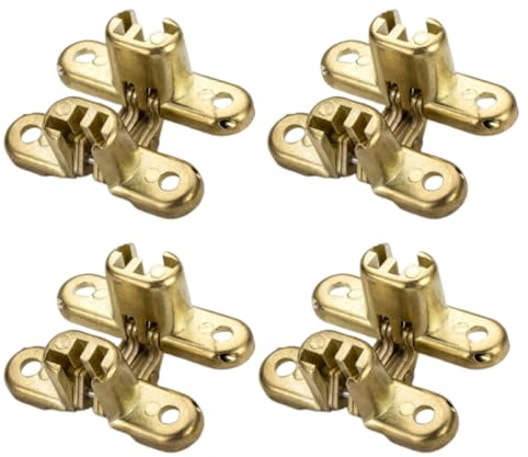 Hemobllo 4 cerniere nascoste in lega di zinco spessa, senza rumore, per armadi e tavoli, cerniera a croce invisibile senza viti, antiruggine per hotel