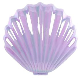 2 mini spazzole per capelli rotonde con piccolo specchio, forma di conchiglia, finitura metallica lucida, pieghevole, portatile, pettine per massaggio dei capelli (viola, rosa)