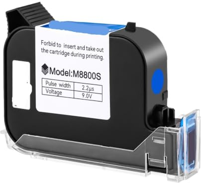 Générique Cartouche d'encre, Compatible avec TIJ, M8800S 12.7mm | Cartouche pour imprimante jet d'encre portable, solvant, séchage rapide, étanche(1PC-Blue)