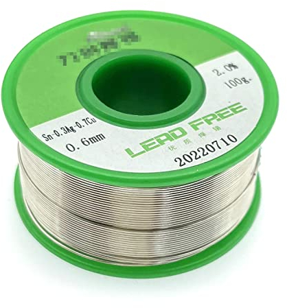 JZK 0,6mm Durchmesser Bleifrei Lötzinn 99Sn 0,3Ag 0,7Cu Lötdraht Solder Wire mit Kolophonium Kern, 100g/ Rolle