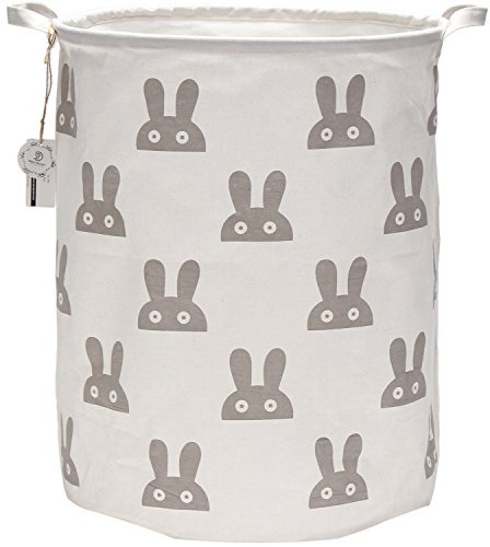 Sea Team 19,7 Zoll große Größe wasserdichte Beschichtung Ramie Cotton Fabric Folding Wäschekorb Eimer Zylindrische Sackleinen Leinwand Aufbewahrungskorb mit stilvollen grauen Punkt Design