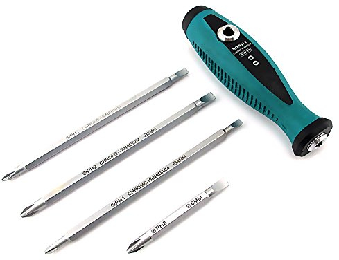 ECOSWAY 4Pcs/Set Precision Adjustable Screwdriver Set Two-Way Slotted Phillips Magnetic Screwdriver Bits All-in-One CR-V Steel TPR Handle Screwdriver Sets Appliances Machinery Repair Tools