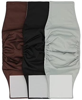 Hanyi Waschbare & Wiederverwendbare Hundewindeln (3 Stück) Atmungsaktiv Physiologische Hosen Bauchband für Männliche Hunde (L(Taillenumfang:45-54cm))