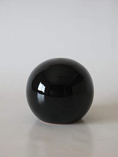 POLONIO - Bola de Ceramica Negro de 12 Centímetros - Jarrones de Decoracion - Centro de Mesa Mediano de Decoracion - Centro para la Decoración - Jarron de Cerámica Mediano Negro.