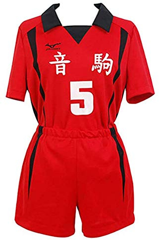 Bilicos Nekoma High School No.5 Anime Cosplay Kostüm Volleyball Team Hemd Uniform Rot L