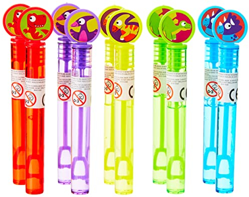 Baker Ross AX606 Dinosaurier Seifenblasen Zum Anfassen - 10 Stück, Lustiges Spielzeug Für Kinder In Der Herbstzeit Perfekte Party, Beute, Preis Oder Korbfüller, Blau , Lila , Rot , Gelb