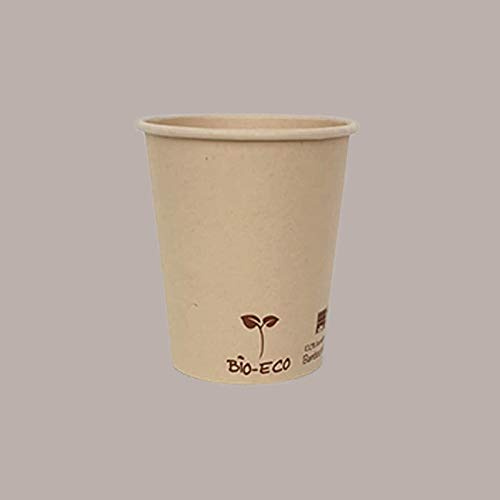 Lucgel Bicchiere in Carta Avana Bio Imbustato Singolo per bevande calde (8oz 250 ml) - 100 pezzi -