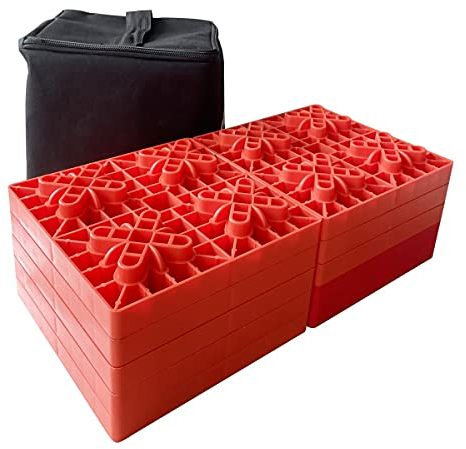KATSU Caravan Levelling Blocks 10PCs Pack Heavy Duty Ideal for Leveling Single and Dual Wheels, Camper Levellers, Motorhome, Hydraulic Jacks, Stabilizer Jacks, Packed in Storage Bag 161926
