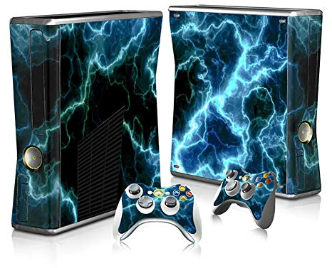 SKINOWN Skin Sticker Vinyl Decal Cover für Xbox 360 Slim Konsole und Fernbedienung Green Lightning