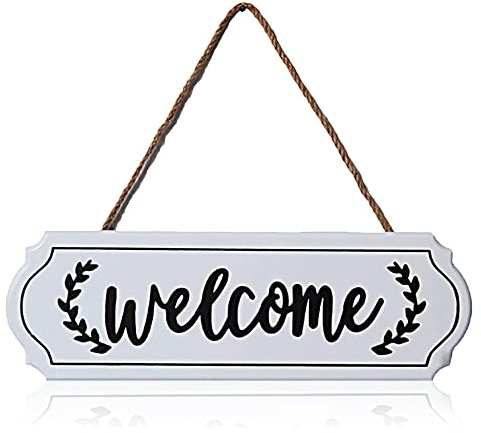 Hezhou Wenvenuti a casa da Appendere Porta Welcome da Appendere Targa di Benvenuto Cartello Welcome Home da Appendere Segno di Benvenuto per Porta Ingresso Veranda di casa Ufficio o Negozio