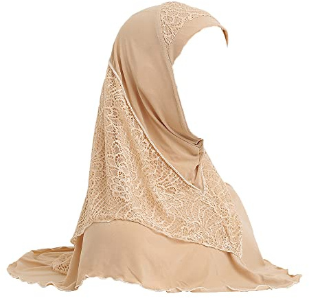 JDYaoYing Muslimischer Hijab-Kopfschal für Damen, Spitze, islamischer Turban-Schal, Schal