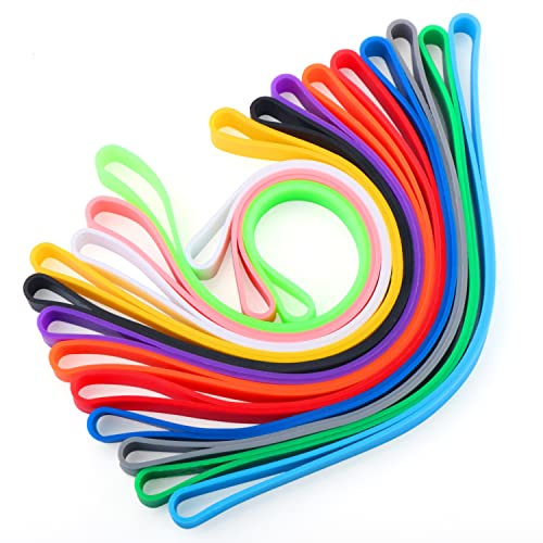 12 Stück Silikon-Gummibänder, bunt, elastisch, für Bücher, Notizbücher, Kleidung, Taschenwickel, Kunst, Übung, Kochen, Hitze, kältebeständig – 20 cm