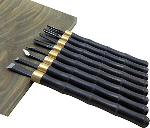 OITTo Juego de Herramientas 8PCS SK5 Talla de Madera Cincel de Mano Mango de ébano Carpinteros Gubias Cinceles Kits de cinceles de Madera para tallar Principiantes y Herramientas de Torno para niños