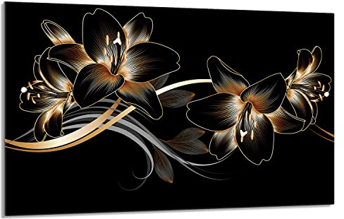 DarHaus Plaque de protection pour plaque de cuisson - 80 x 52 cm - 1 pièce - Protection contre les éclaboussures - Planche à découper - Orchidée Noir
