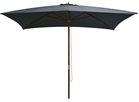 FIRBNUS Ombrellone da balcone con asta in alluminio Parasol ombrellone da giardino con base inclusa semplice manovella meccanismo di mercato, antracite., 200x300 cm