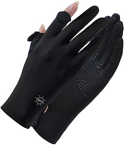 Symphonyw Women UV Sun Protection Gloves, Summer Ladies Driving Gloves Touch Screen Non Slip Ice Silk Full Finger Cycling Gloves Mittens for Driving Riding Hiking Fishing Outdoor Activities