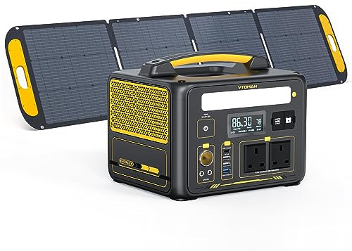 VTOMAN Jump 600X Portable Power Station with 220W Solar Panel - 600W/299Wh LiFePO4 Battery Solar Generator with 600W Constant-Power, PD 60W Type-C, Capacity Expandable for Camping, Home Backup