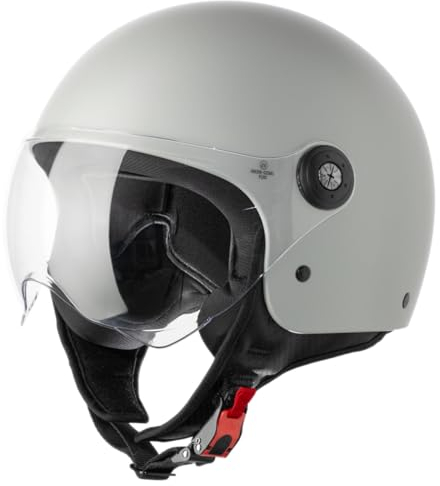 VINZ Duoro Roller Helm Jet Helm Mopedhelm Herren und Damen | in Gr. XS-XXL | Jethelm mit Visier | ECE 22.06 Zertifiziert | Motorradhelm | Erhältlich Grau