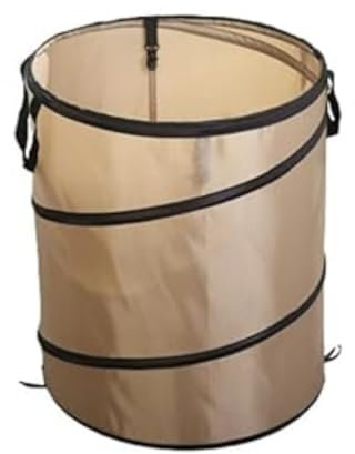 Pop-Up Trash Cans for Parties, 24 Gallon Oxford Cloth Foldable Reusable Camping Waste Bin Recycle Bins for Kitchen, Gardening, BBQ and Home Storage (Light Brown)