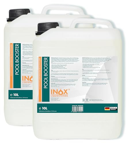 INOX® Algizid für Pool 2x10L – Flüssiger Algenvernichter mit Klareffekt | Hochwirksames Pool Reinigungsmittel gegen Algen, Bakterien & Keime