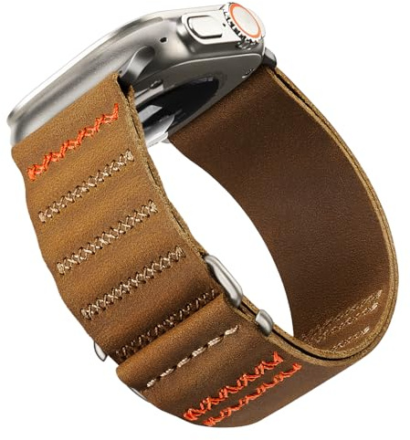 Suitisbest Bracelet compatible avec Apple Watch Ultra 2 49 mm 45 mm 44 mm 42 mm Bracelet en cuir avec crochet en S pour Apple Watch Ultra 2 / Ultra SE Série 9 8 7 6 5 4 3 2 1, 42mm(Series 3 2 1)/44mm