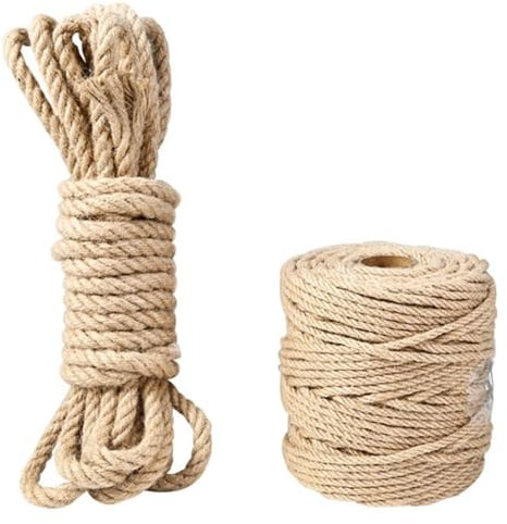 SFQEVHRZ Corda Spessa, Corda di Canapa， Corda di Canapa Iuta da 14 mm, 4 Strati, Naturale, Resistente, 25 m, for Appendere Lo spago Decorativo.(14MM 25M)