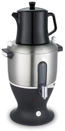 Electric Turkish Tea Maker 1500W Double Pot Kettle & Infuser - Stainless Steel 6L Samovar with Keep Warm Function for Russian and Turkish Tea