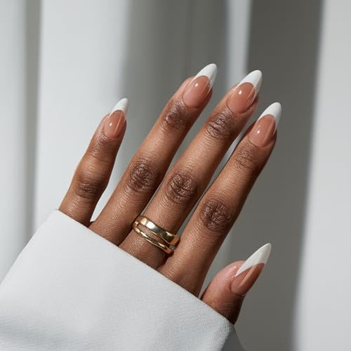 BTArtbox Press On Nails, Capable, Medium Almond, French Tip, 32Ct | Lamp-Curable 4-Week Wear, Salon-Quality Natural Nails, 10-Minute Easy Daily Application, 16 Sizes, All-in-One Complete Kit