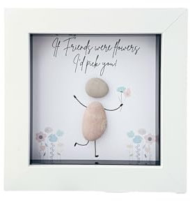 Friendship Gifts for Women, Best Friend Birthday Gifts, Thinking of you gifts, Birthday Gifts for Her, Handmade Pebble Art Unique Frame, Bestie, Presents for Women