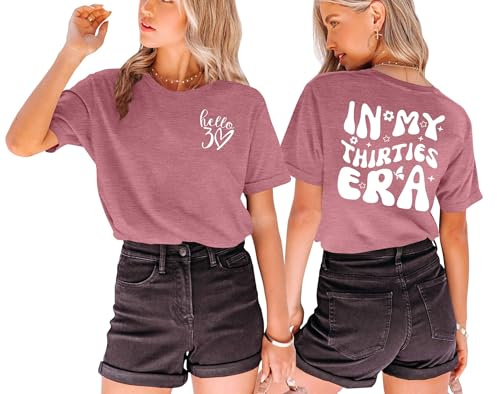 Geburtstag T-Shirts für Damen zum 30 Frauen Hello 30 Geburtstags Tshirt mit Herz-Muster