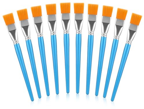 Set di 10 pennelli acrilici piatti da 20 mm, per artisti, adulti, studenti, pittura acrilica, pittura a olio, gouache