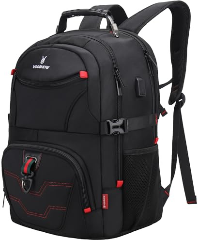 Vogshow Extra Groß Laptop Rucksack 17,3 Zoll Laptoptasche Anti Diebstahl Backpack Reisen Business Schulrucksack für Herren Damen, Schwarz