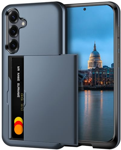 Coolden for Samsung S25 Case with Card Holder Wallet Cover Navy | Shockproof Heavy Duty Protective, Hard PC Back Soft TPU Bumper Card Slot Wallet Cover for Samsung Galaxy S25 Phone Case