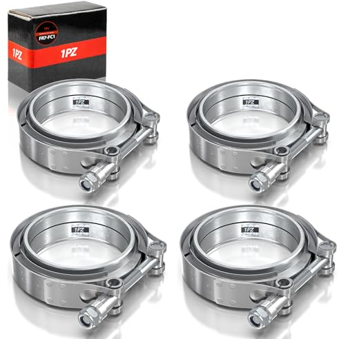 1PZ FR7-FC1 - Kit di flangia di serraggio a V-banda, 3,0 pollici (76,2 mm) in acciaio inox, V-morsetto per tubo di scarico, compatibile con turbo, set di fascette universali (2 pezzi)