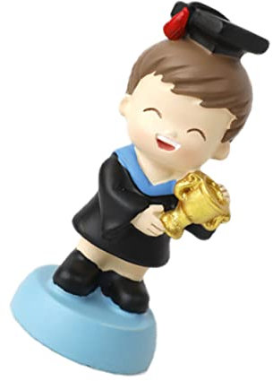 BESTonZON Doctor Boy Ornaments Graduation Cake Decor Cute Cartoon Cake Topper Delicate Resin Craft for Graduation Party Decorations and Photo Props