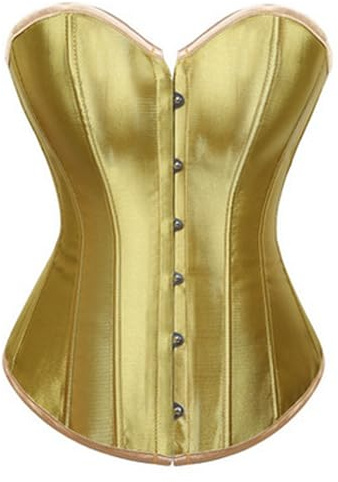 Cusghjbsg Corsetto da donna con spalle scoperte, stile vintage, con bottoni in jacquard, senza spalline, top a tubo, lingerie gotica, modellante per il corpo, Oro D, XXL