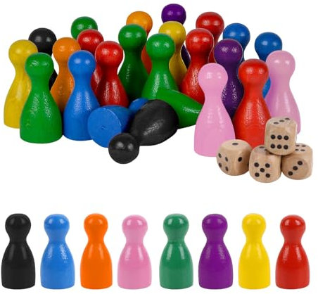 AOOTUERL Board Game Set with 80 Pcs Wooden Pawns, Multicolor Pawns, Ultimate Family Fun, Dice, Chess Pieces, Ages 18+