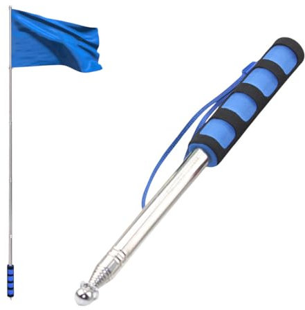 UYVPAER 2.5 Metri Asta Telescopica Per Bandiera Telescopica Per Della Bandiera Asta Della Bandiera Acciaio Inox Asta Bandiera Telescopica Per Guide Turistiche Insegnanti Campeggio (Blu)