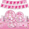 Girls Pink Spider Birthday Party Decor Tableware Set, Girls Princess Kids Baby Shower Party Supplies Decoration with Happy Birthday Banner Paper Plates Cups Napkins Tablecloths For 10 Guests