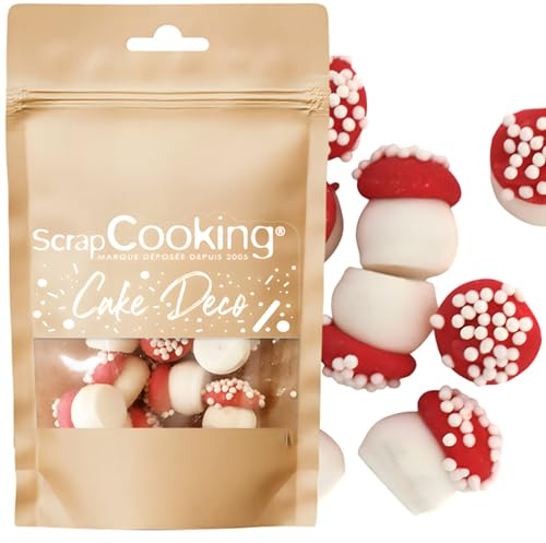 ScrapCooking - Décors Sucrés Gros Champignons 25 g - Décorations Alimentaires Pâtisserie - Décors Sucrés Comestibles - Sprinkles - Pour Desserts, Gâteaux, Bûches - Noël, Anniversaire - 7469