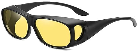 Lunettes de Nuit Polarisées, protection UV anti reflet pour homme et femme,lunette jaune conduite de nuit lunettes polarisées enveloppantes pour conduite, pêche, golf (lentille de vision nocturne)