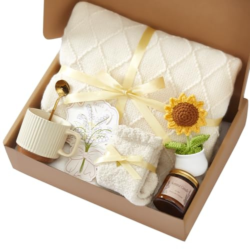 Birthday Gifts for Women, Sending Sunshine Sunflower, Self Care Set Get Well Soon Gift Baskets, Sending Hug Baskets Package, Thinking of You Gift for Mom Best Friend Her Wife Sister Girlfriend Grandma