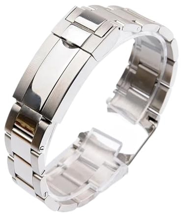 KTRSAVSSA Uhrenarmband kompatibel mit Rolex SUBMARINER DAYTONA SUP GMT Herren Feineinstellung Zugknopfverschlussband Edelstahl 904L Stahl Uhrenkette 20mm(Silver Medium Light,20mm)