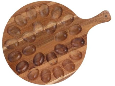 Fenteer Platte für gefüllte Eier, Träger für gefüllte Eier– Wendbar mit 24 Löchern & Griff – Servierplatte, Wurstbrett für Picknicks und Partys Restaurants, Urlaub– 40 x 30 cm