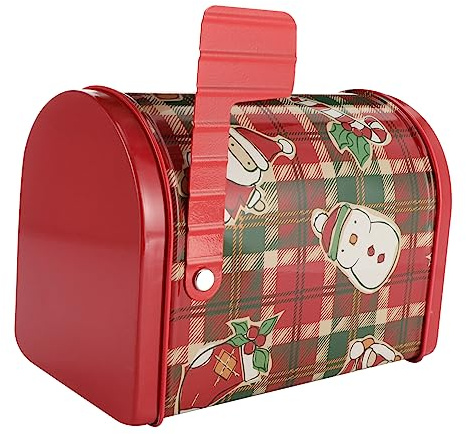 Mikinona Caja de Hierro Creativa con Forma de Buzón de Navidad Caja de y Galletas Decorativa para Fiestas Almacenamiento Práctico y para y