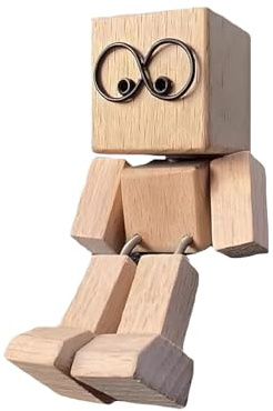 Figura oscillante in legno per auto, 8 x 4 cm, piedi oscillanti in legno, per auto, statuetta in legno con gambe oscillanti, figura agitatore, decorazione divertente per auto, fatta a mano