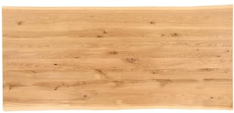 ABL HOLZ-ZENTRALE Hochwertige Tischplatte Eiche Massiv 4 cm Stärke mit Baumkante- 220x100x4 cm – Schreibtischplatte & Esstischplatte – Massivholzplatte Natur Geölt